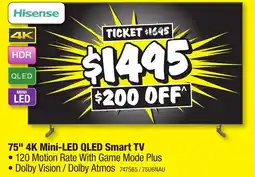 JB Hi-Fi 75" 4k mini-led qled smart tv offer