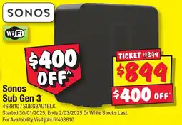 JB Hi-Fi Sonos Sub Gen 3 offer