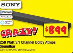 JB Hi-Fi 250 Watt 3.1 Channel Dolby Atmos Soundbar offer