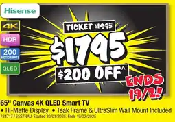 JB Hi-Fi 65" Canvas 4K QLED Smart TV offer