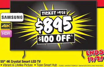 JB Hi-Fi 55 4K Crystal Smart LED TV offer