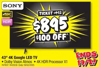 JB Hi-Fi 43 4K Google LED TV offer