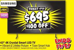 JB Hi-Fi 43 4K Crystal Smart LED TV offer