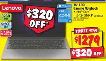 JB Hi-Fi 15 LOQ Gaming Notebook offer