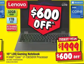 JB Hi-Fi 15 LOQ Gaming Notebook offer