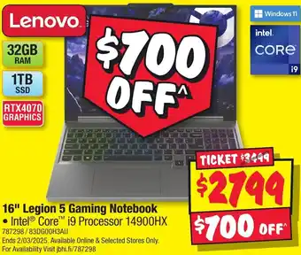 JB Hi-Fi 16 Legion 5 Gaming Notebook offer