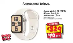 JB Hi-Fi Apple Watch SE GPS 40mm Starlight Aluminium Case offer