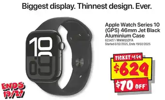 JB Hi-Fi Apple Watch Series 10 GPS 46mm Jet Black Aluminium Case offer