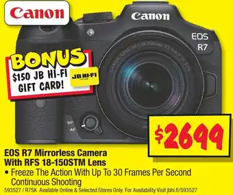 JB Hi-Fi Eos r7 mirrorless camera with rfs 18-150stm lens offer