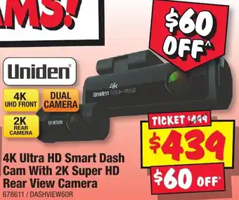 JB Hi-Fi 4k ultra hd smart dash cam with 2k super hd rear view camera offer