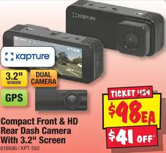 JB Hi-Fi Compact front & hd rear dash camera with 3.2" screen offer