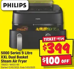 JB Hi-Fi 5000 series 9 litre xxl dual basket steam air fryer offer