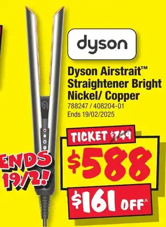 JB Hi-Fi Dyson airstrait straightener bright nickel/ copper offer