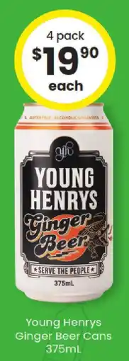 The Bottle O Young henrys ginger beer cans offer