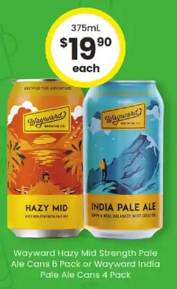 The Bottle O Wayward hazy mid strength pale ale cans offer