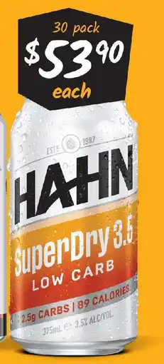 Cellarbrations Hahn superdry 3.5 offer