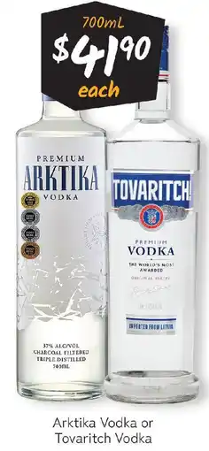 Cellarbrations Arktika vodka or tovaritch vodka offer