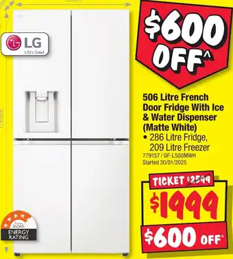 JB Hi-Fi 506 litre french door fridge with ice & water dispenser offer