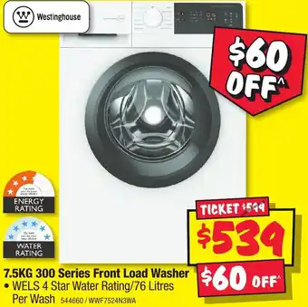 JB Hi-Fi 7.5kg 300 series front load washer offer