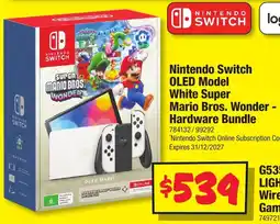 JB Hi-Fi White super nintendo switch oled model mario bros. wonder - hardware bundle offer