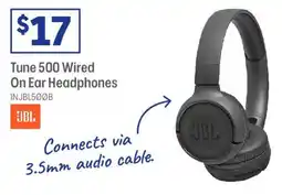 Officeworks Tune 500 wired on ear headphones offer