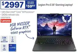 Officeworks Legion pro 516" gaming laptopt offer