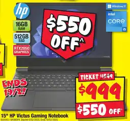 JB Hi-Fi 15" hp victus gaming notebook offer