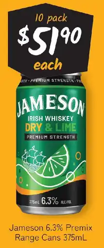 Cellarbrations Jameson 6.3% premix range cans offer