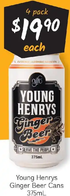 Cellarbrations Young henrys ginger beer cans offer