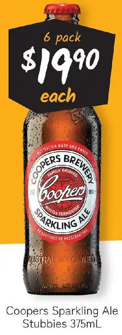 Cellarbrations Coopers sparkling ale stubbies offer