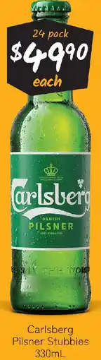 Cellarbrations Carlsberg pilsner stubbies offer