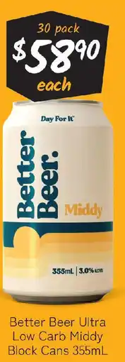 Cellarbrations Better beer ultra low carb middy block cans offer