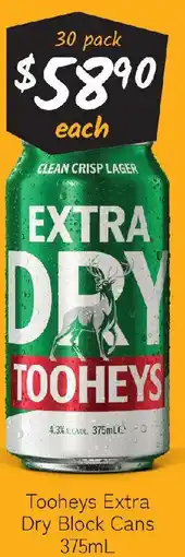 Cellarbrations Tooheys extra dry block cans offer