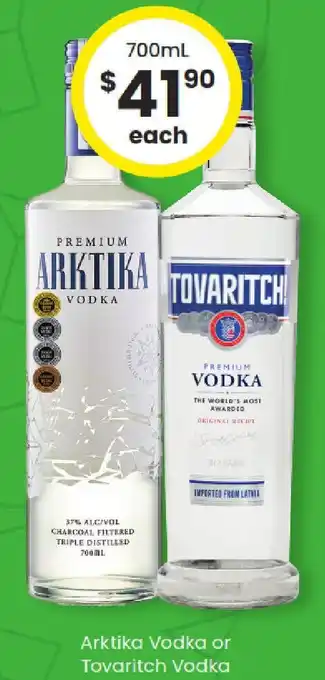 The Bottle O Arktika vodka or tovaritch vodka offer