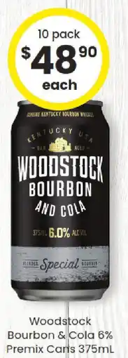 The Bottle O Woodstock bourbon & cola 6% premix cans offer