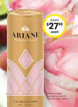 The Bottle O Ariane vodka lychee & lime 7% premix cans offer