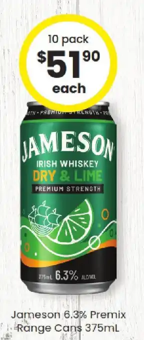 The Bottle O Jameson 6.3% premix range cans offer