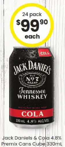 The Bottle O Jack daniels & cola 4.8% premix cans cube offer