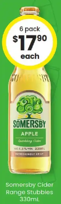 The Bottle O Somersby cider range stubbies offer