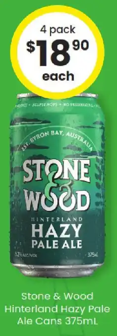 The Bottle O Stone & wood hinterland hazy pale ale cans offer