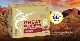 The Bottle O Great northern original lager block cans offer