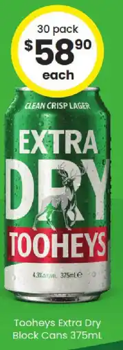 The Bottle O Tooheys extra dry block cans offer