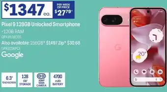 Officeworks Pixel 9 128gb unlocked smartphone offer