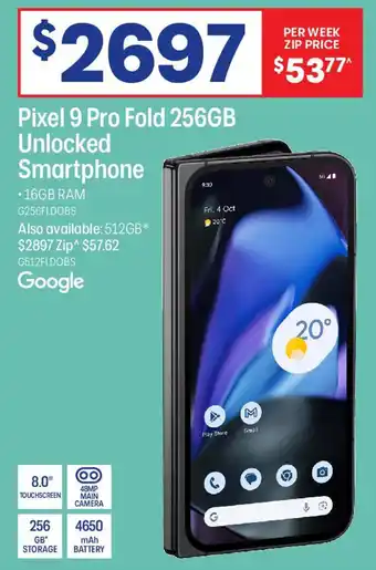 Officeworks Pixel 9 pro fold 256gb unlocked smartphone offer