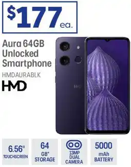 Officeworks Aura 64gb unlocked smartphone offer