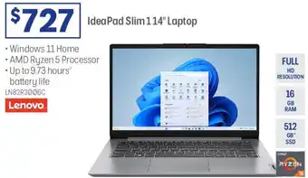 Officeworks Ideapad slim 114" laptop offer