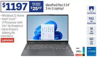 Officeworks Ideapad flex 514" 2-in-1 laptop offer