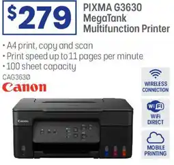 Officeworks PIXMA G3630 MegaTank Multifunction Printer offer