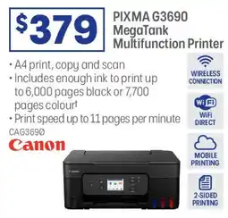 Officeworks PIXMA G3690 MegaTank Multifunction Printer offer