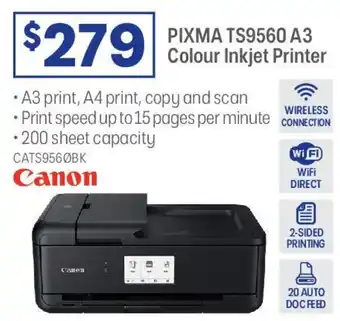 Officeworks PIXMA TS9560 A3 Colour Inkjet Printer offer